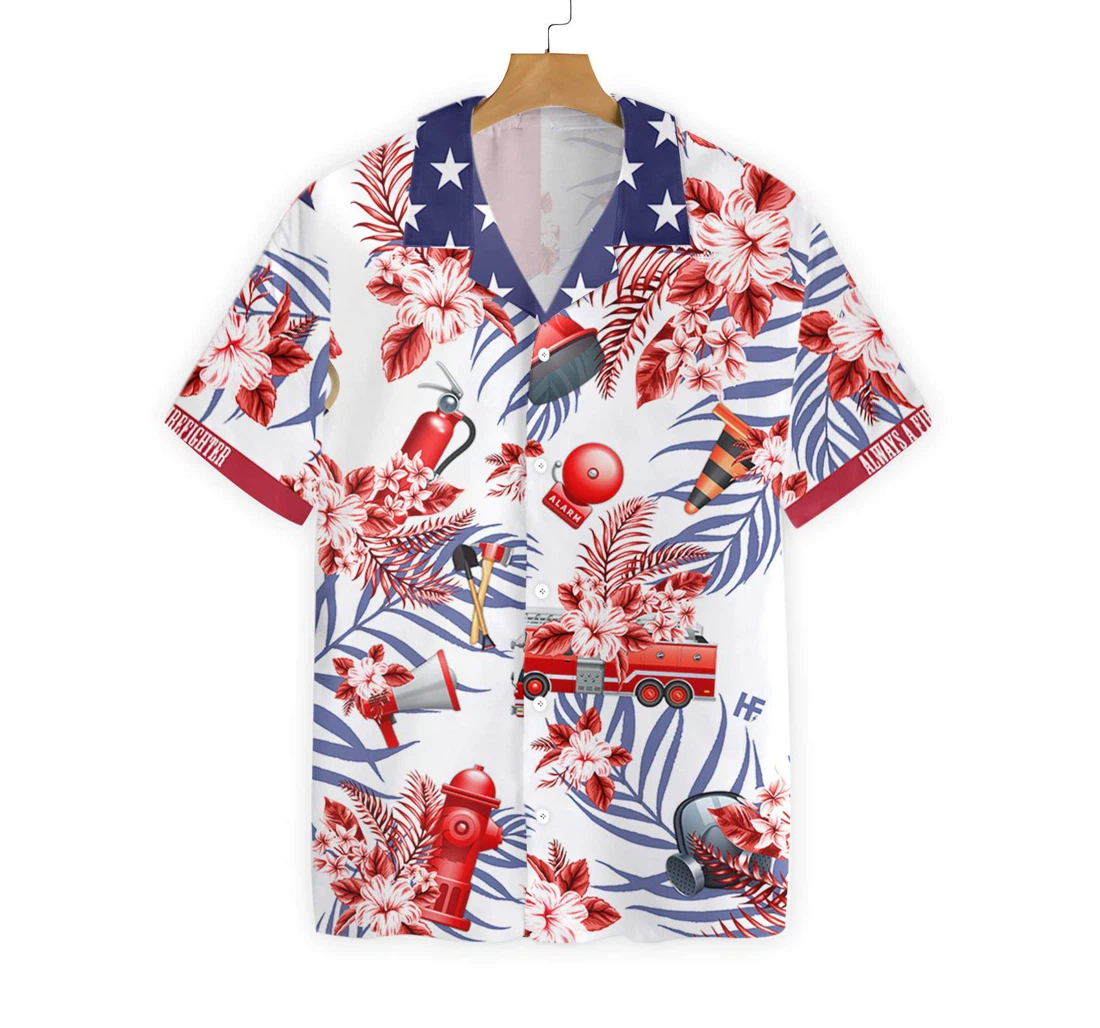 Firefighter Hawaiian Shirt, Button Up Aloha Shirt For Men, Women