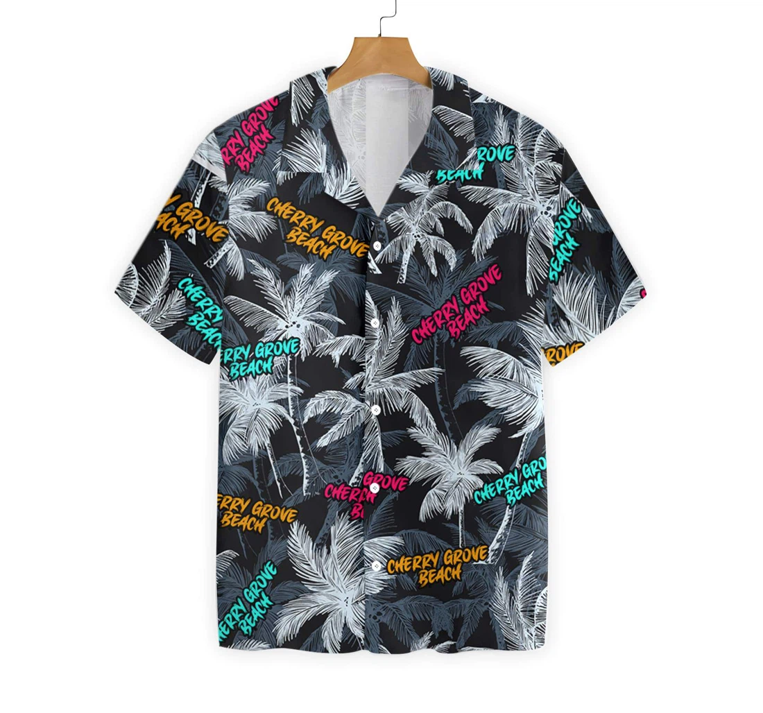 Cherry Grove Beach Coconut Tree Seamless Hawaiian Shirt, Button Up Aloha Shirt For Men, Women