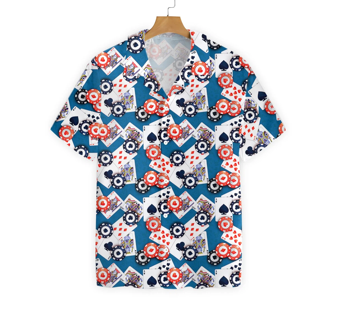 Poker Seamless Pattern Hawaiian Shirt, Button Up Aloha Shirt For Men, Women