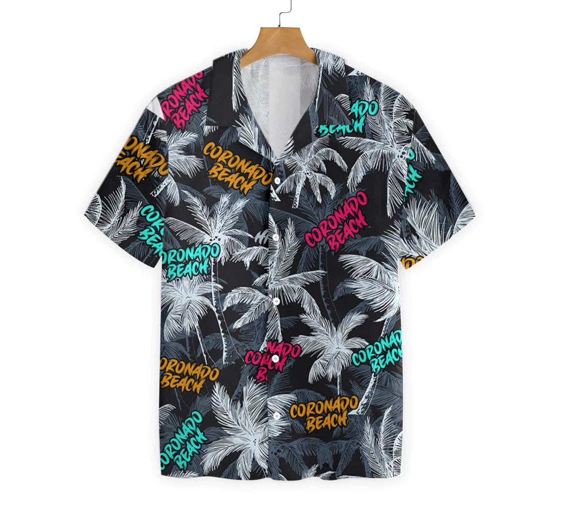 Coronado Beach Coconut Tree Seamless Hawaiian Shirt, Button Up Aloha Shirt For Men, Women