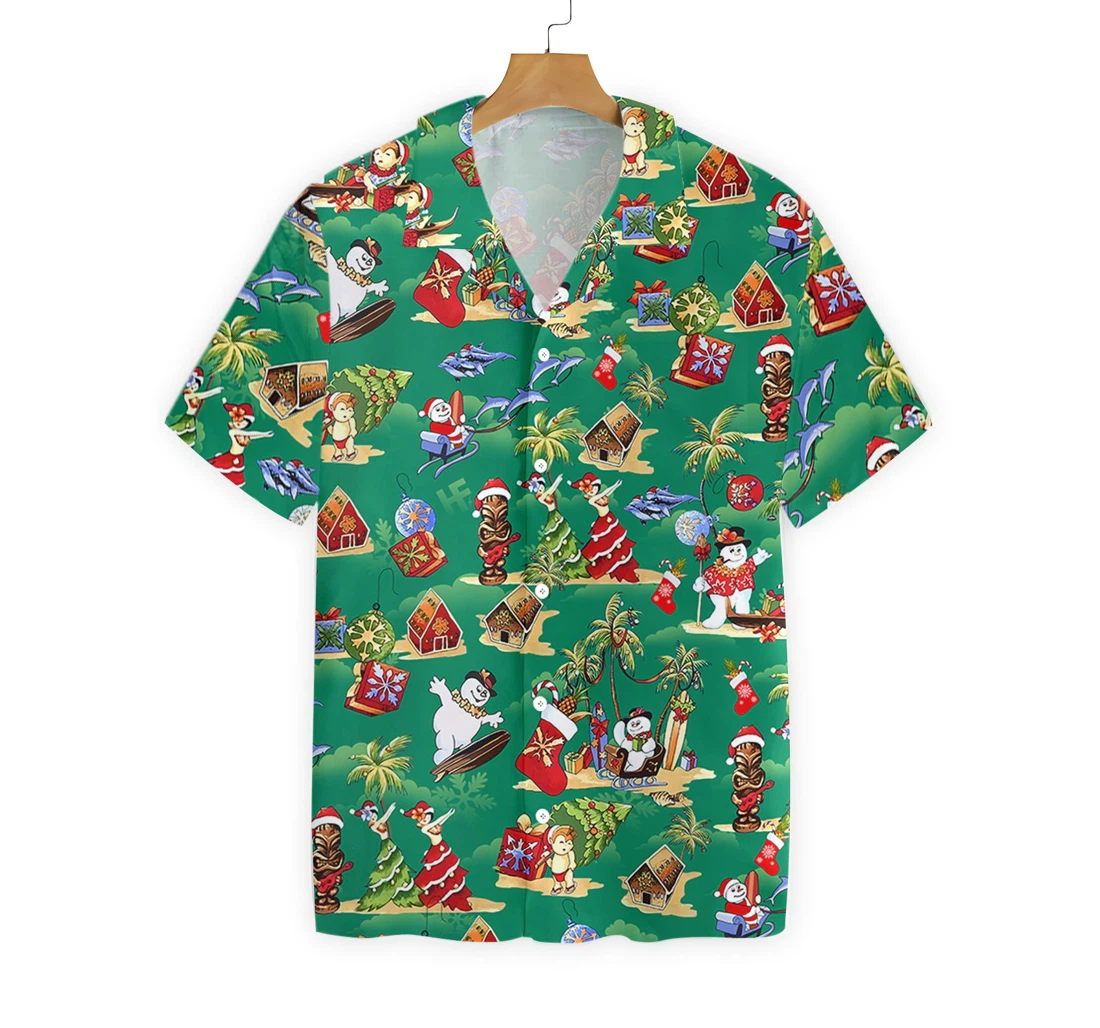 Merry Christmas Santa Claus Hawaiian Shirt, Button Up Aloha Shirt For Men, Women