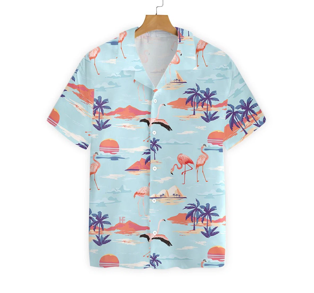 Flamingo Hawaiian Shirt, Button Up Aloha Shirt For Men, Women