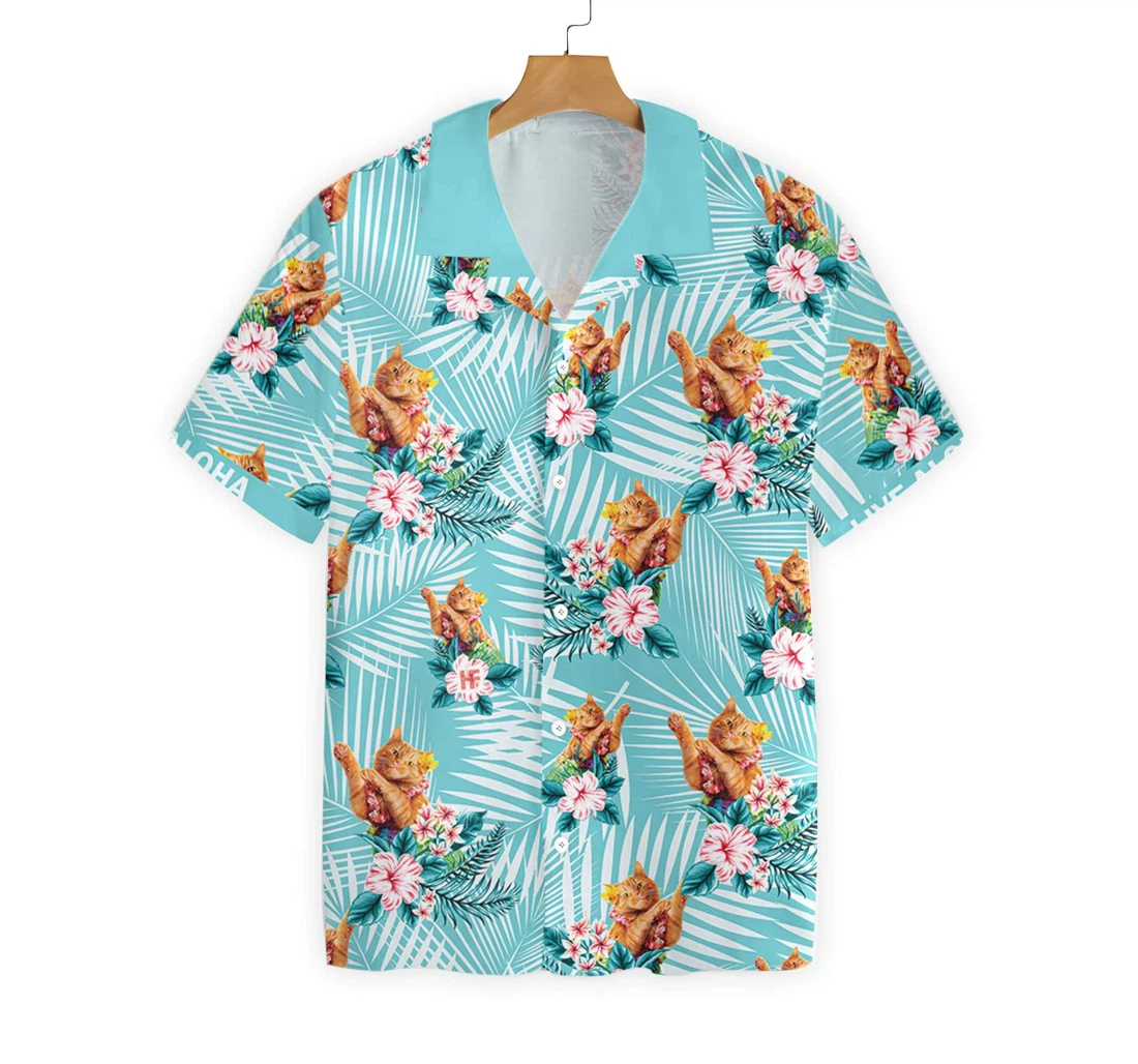 Cat Hawaiian Shirt, Button Up Aloha Shirt For Men, Women