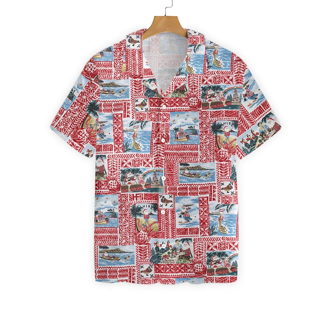 Merry Christmas Santa Claus Hawaiian Shirt, Button Up Aloha Shirt For Men, Women