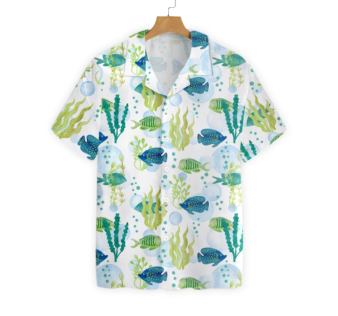 Fish Water Color Pattern V5 Hawaiian Shirt, Button Up Aloha Shirt For Men, Women