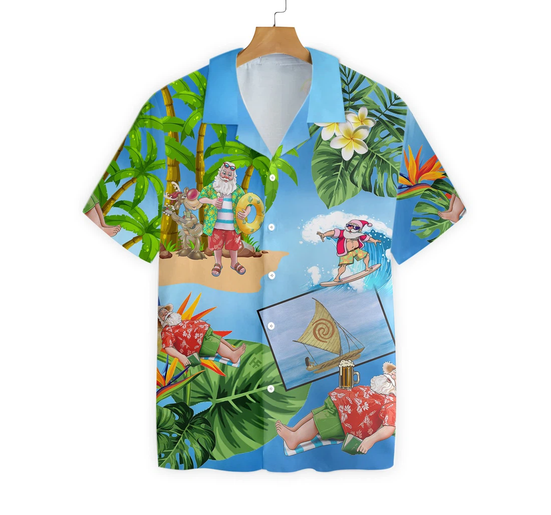 Merry Christmas Santa Claus Hawaiian Shirt, Button Up Aloha Shirt For Men, Women