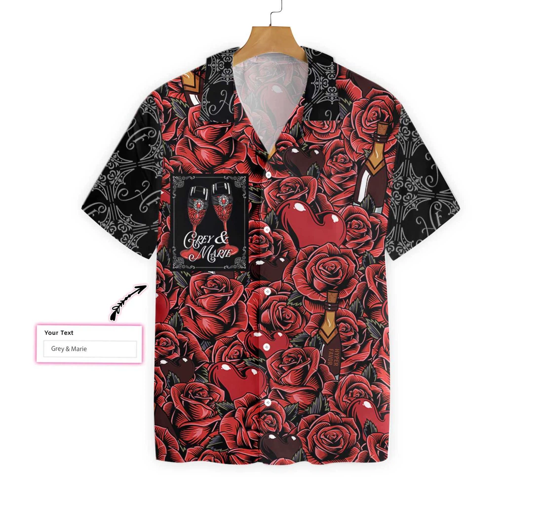 Color Of Love Red Flower Sticker Custom Hawaiian Shirt, Button Up Aloha Shirt For Men, Women