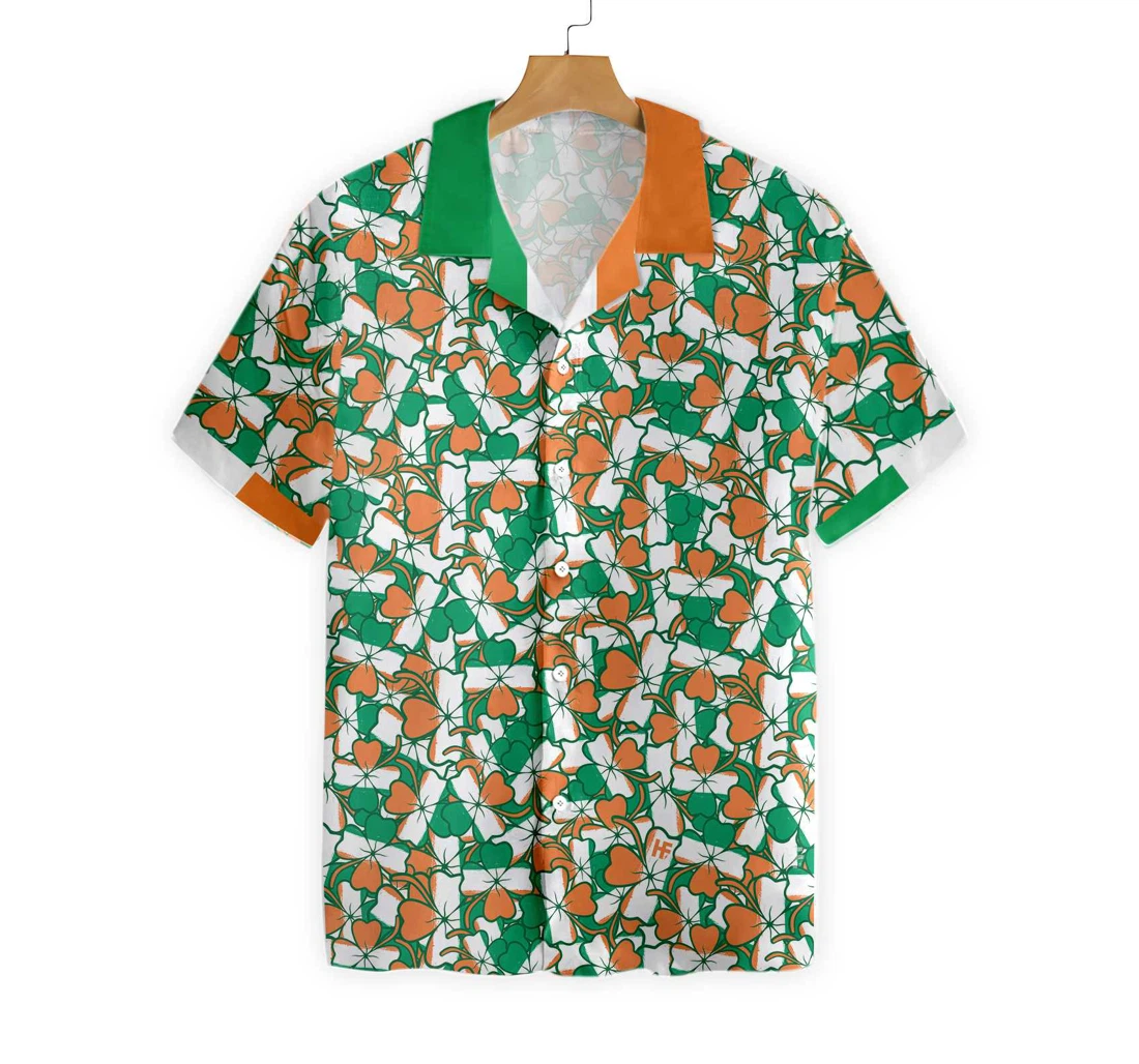 Seamless Ireland Styled Shamrock Saint Patrick's Day Irish Hawaiian Shirt, Button Up Aloha Shirt For Men, Women