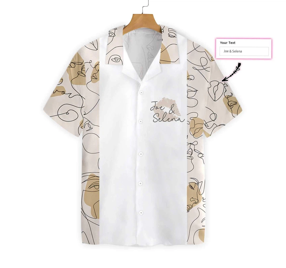 Color Of Love White Minimanist Sticker Custom Hawaiian Shirt, Button Up Aloha Shirt For Men, Women