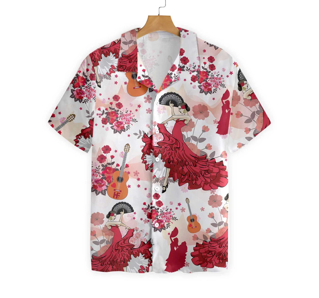 Flamenco Dancing Hawaiian Shirt, Button Up Aloha Shirt For Men, Women