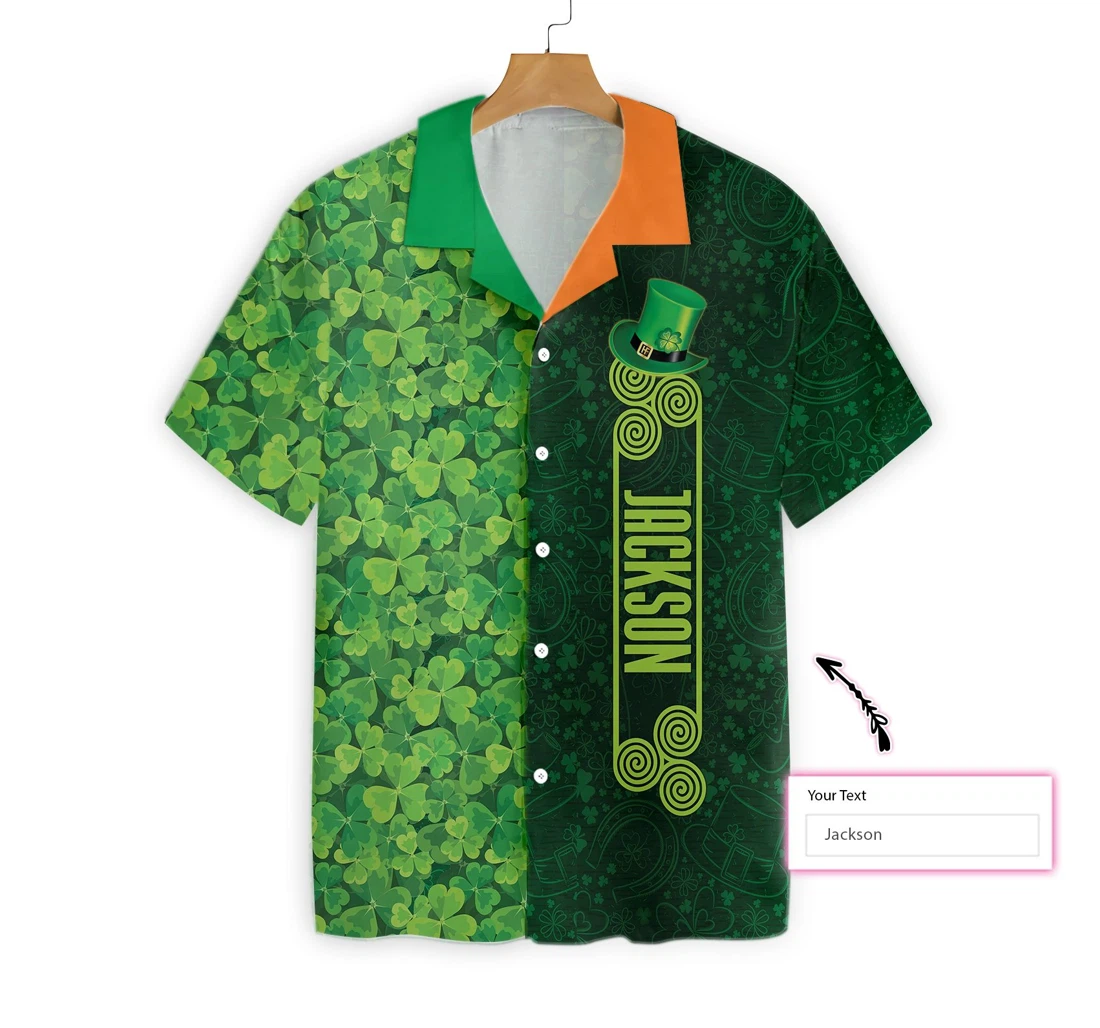 Personalized Shamrock Happy Saint Patrick's Day Irish Ireland Custom Hawaiian Shirt, Button Up Aloha Shirt For Men, Women