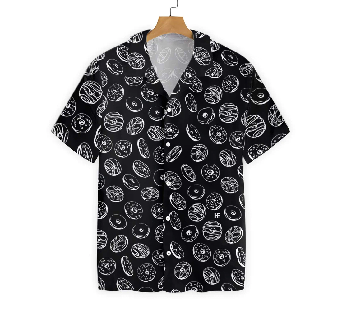 Donut Pattern Hawaiian Shirt, Button Up Aloha Shirt For Men, Women