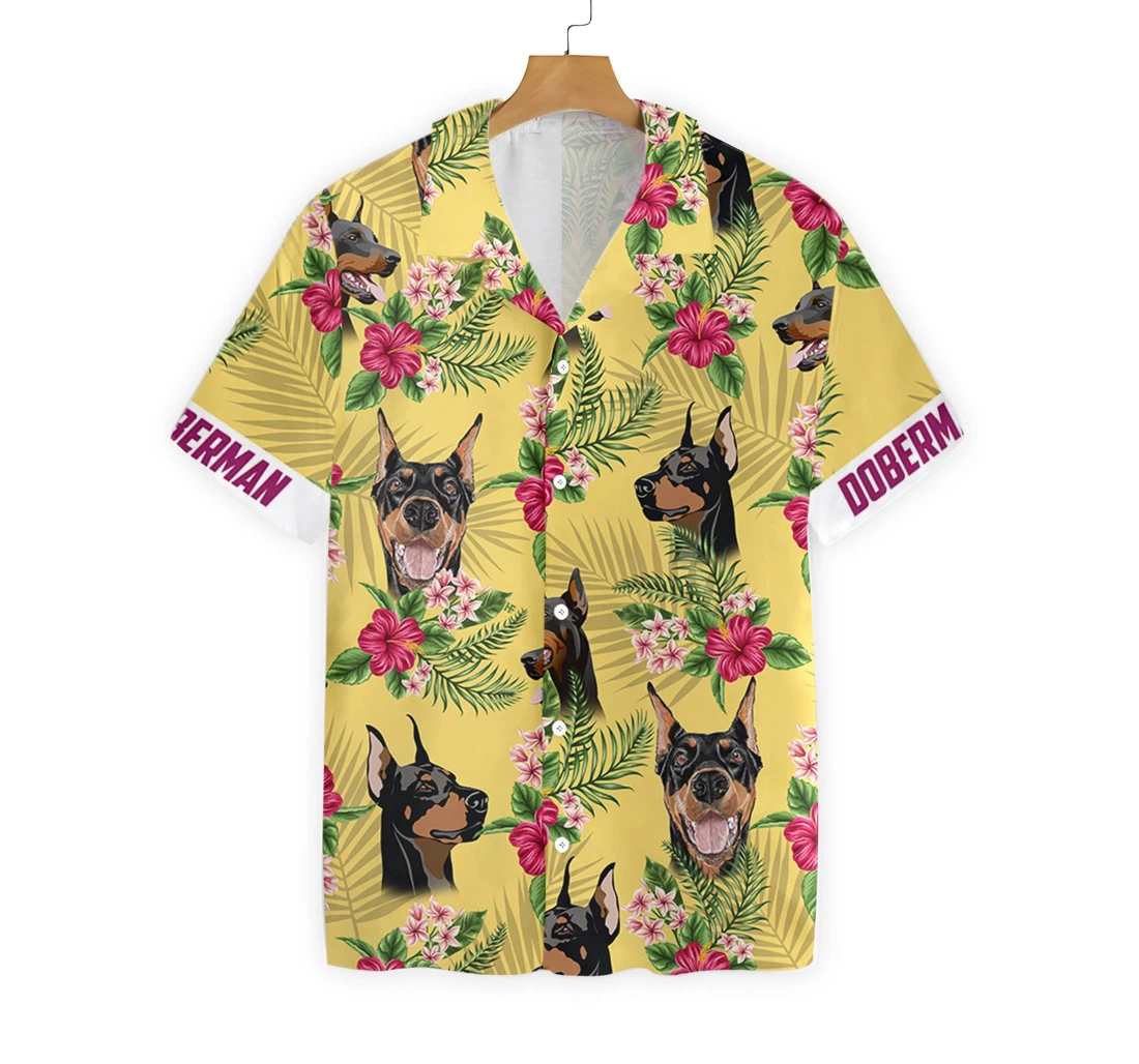 Doberman Pinscher Hawaiian Shirt, Button Up Aloha Shirt For Men, Women