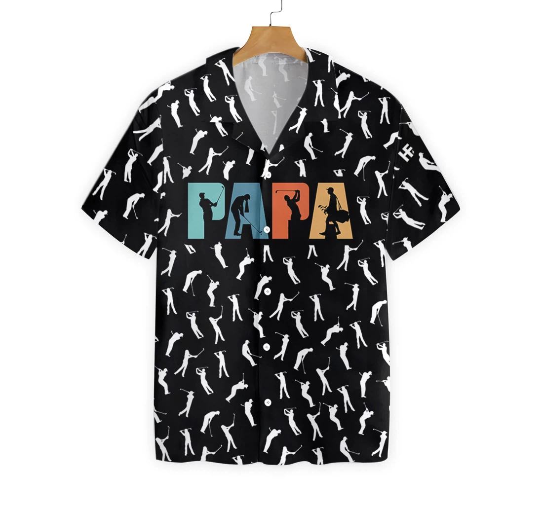 Golf Retro Golfing Papa Hawaiian Shirt, Button Up Aloha Shirt For Men, Women