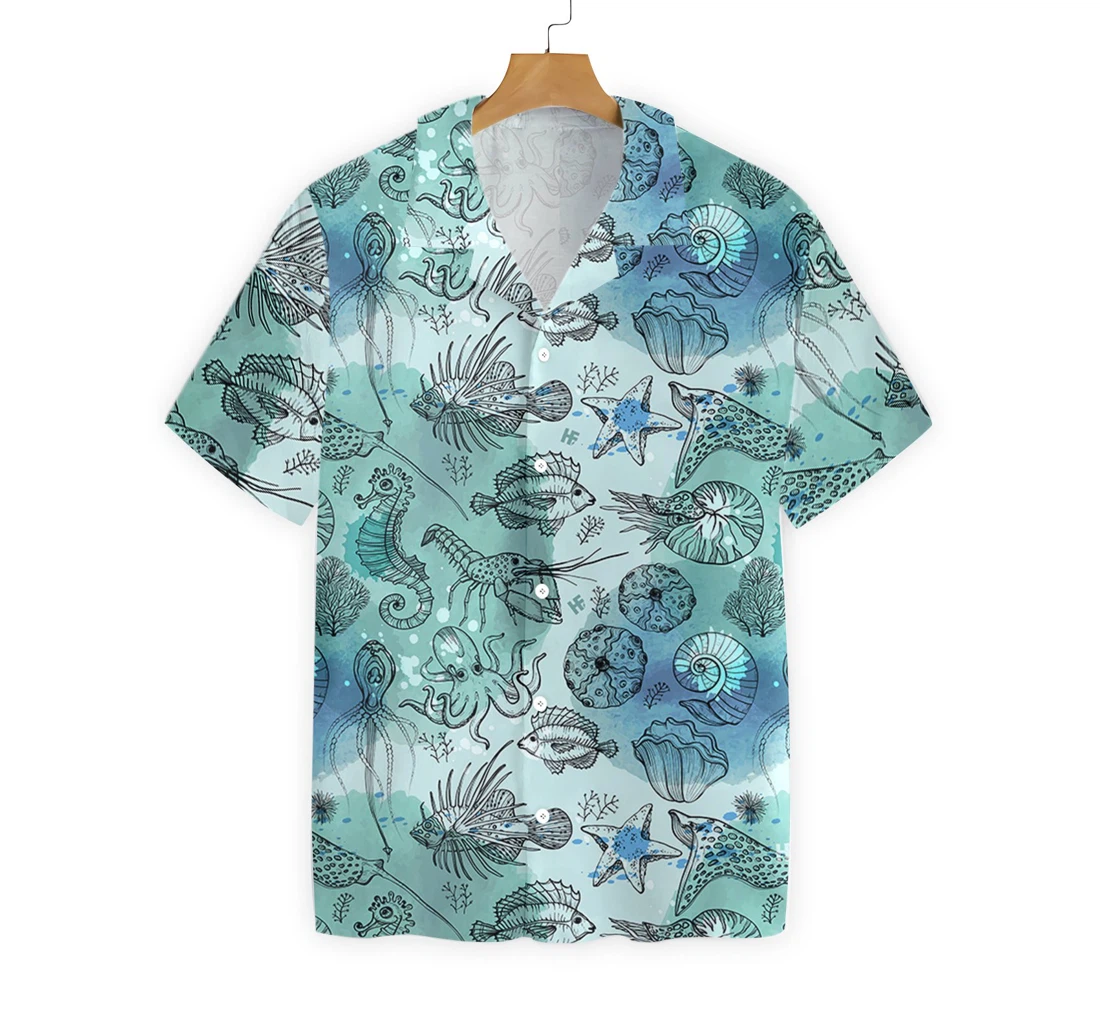 Fish And Deep Water Living Hawaiian Shirt, Button Up Aloha Shirt For Men, Women