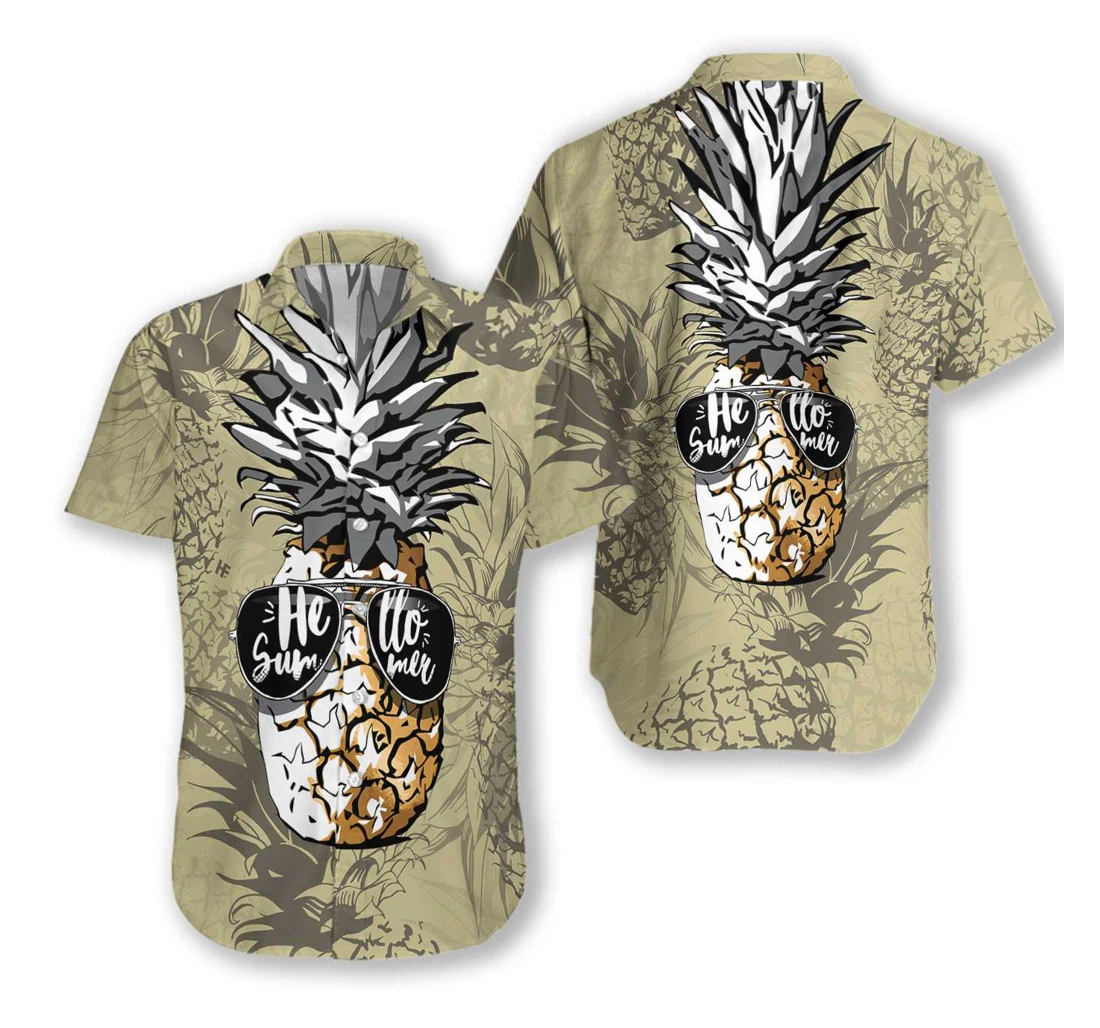 Pineapple Hello Hawaiian Shirt, Button Up Aloha Shirt For Men, Women