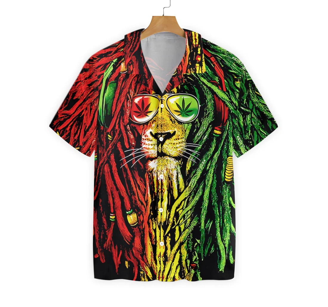 Dreadlocks Rasta Lion Hawaiian Shirt, Button Up Aloha Shirt For Men, Women