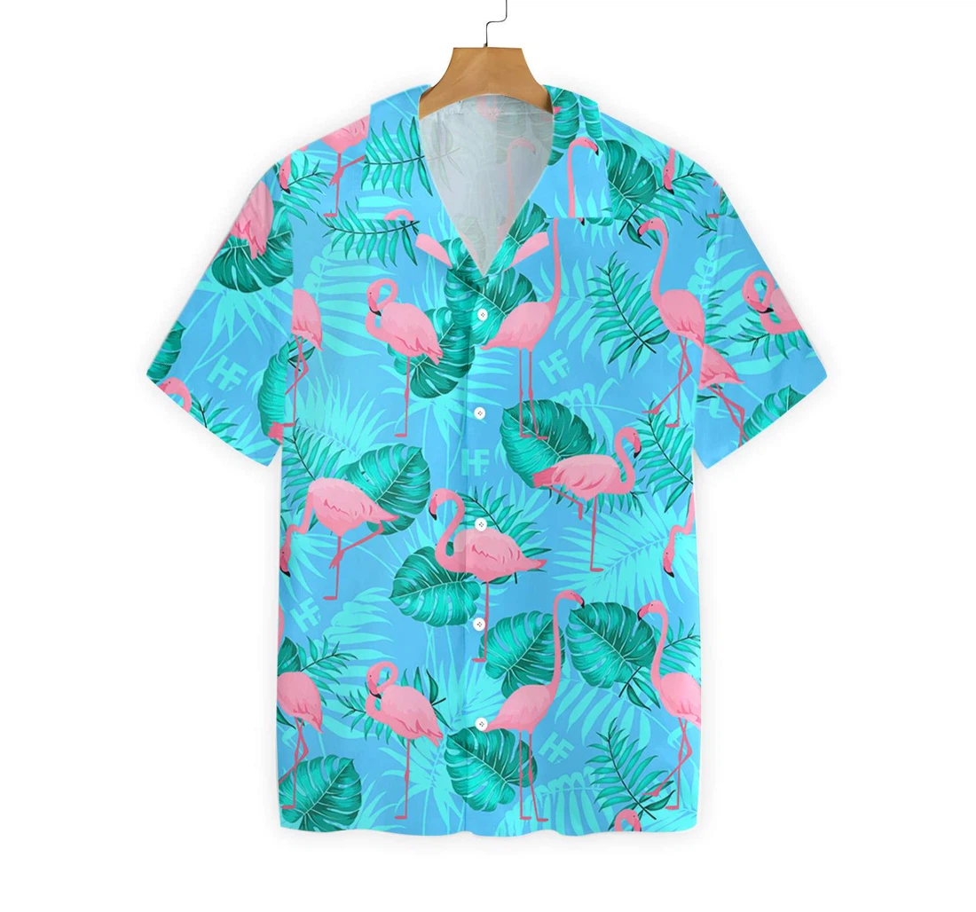 Flamingo Hawaiian Shirt, Button Up Aloha Shirt For Men, Women