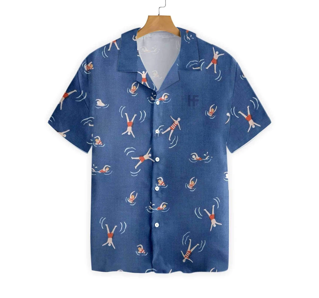 Vocation Swimming Hawaiian Shirt, Button Up Aloha Shirt For Men, Women