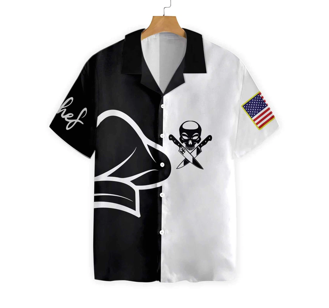 Skull Chef Hawaiian Shirt, Button Up Aloha Shirt For Men, Women