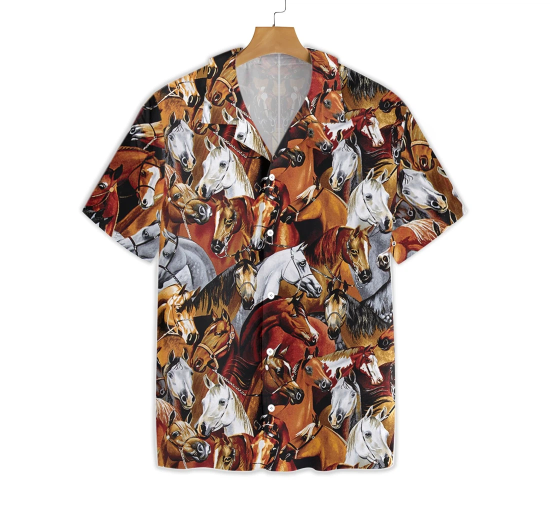 Horse Hawaiian Shirt, Button Up Aloha Shirt For Men, Women