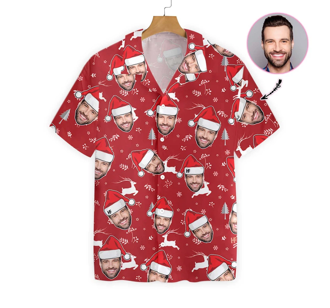 Funny Custom Face Christmas Custom Hawaiian Shirt, Button Up Aloha Shirt For Men, Women