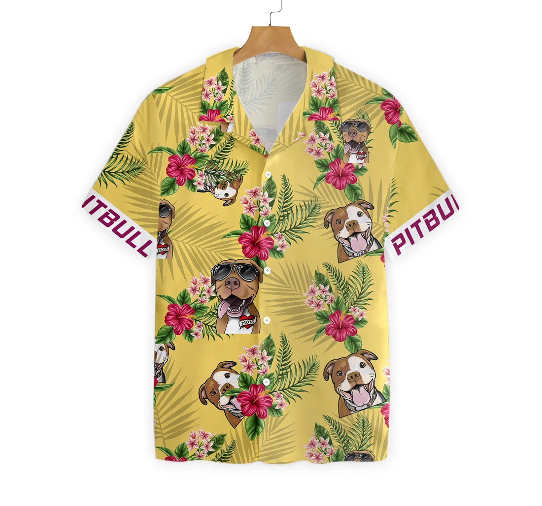 Pitbull Hawaiian Shirt, Button Up Aloha Shirt For Men, Women