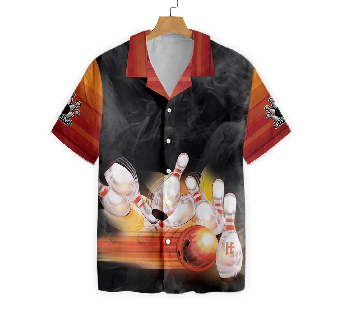 Bowling Smoke Background Hawaiian Shirt, Button Up Aloha Shirt For Men, Women