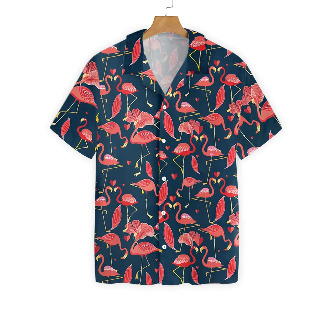 Flamingo Hawaiian Shirt, Button Up Aloha Shirt For Men, Women