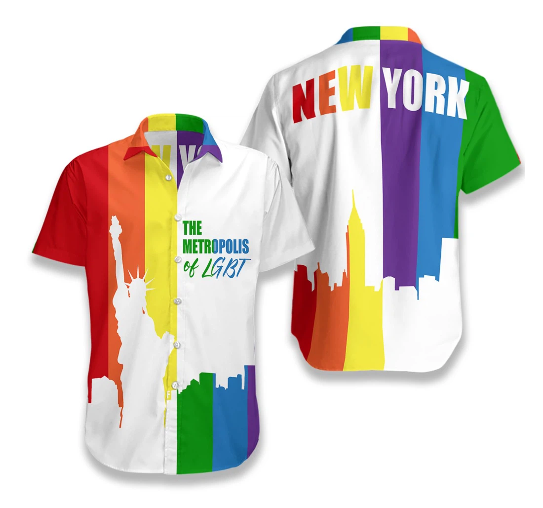 New York The Metropolis Of Lgbt Hawaiian Shirt, Button Up Aloha Shirt For Men, Women