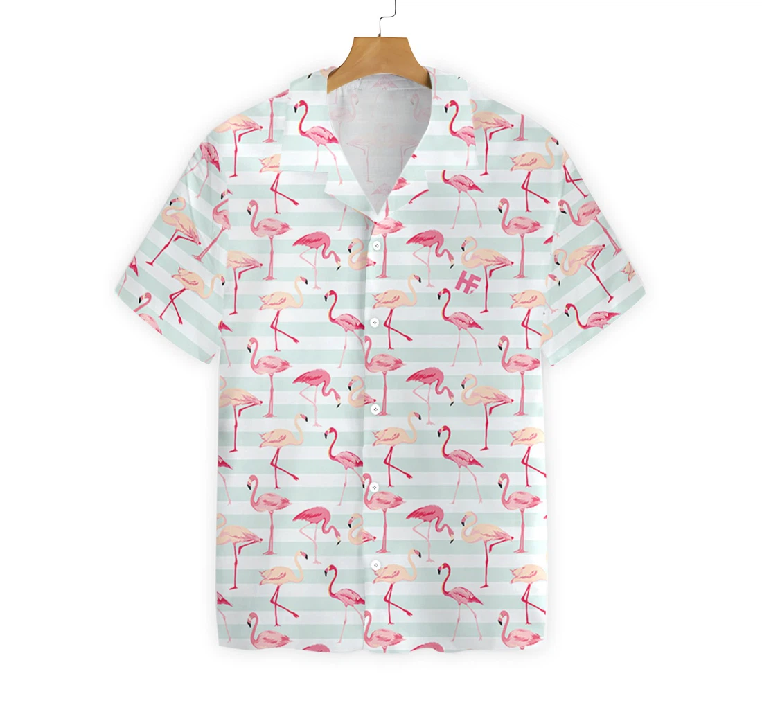 Flamingo Hawaiian Shirt, Button Up Aloha Shirt For Men, Women