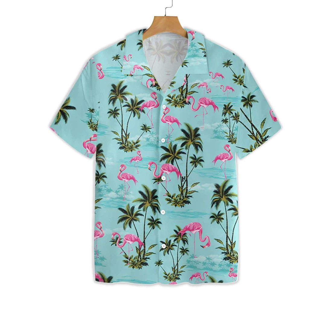 Flamingo Hawaiian Shirt, Button Up Aloha Shirt For Men, Women