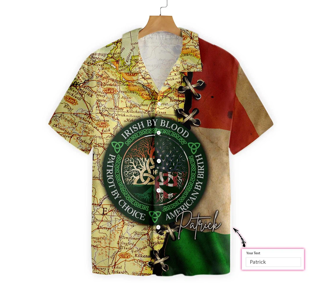 Irish By Blood American By Birth Custom Hawaiian Shirt, Button Up Aloha Shirt For Men, Women