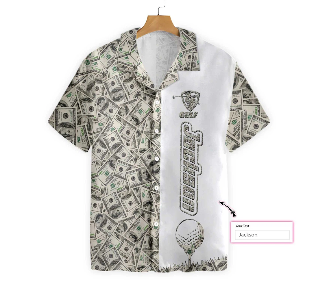 Personalized Dollar Golf Custom Hawaiian Shirt, Button Up Aloha Shirt For Men, Women