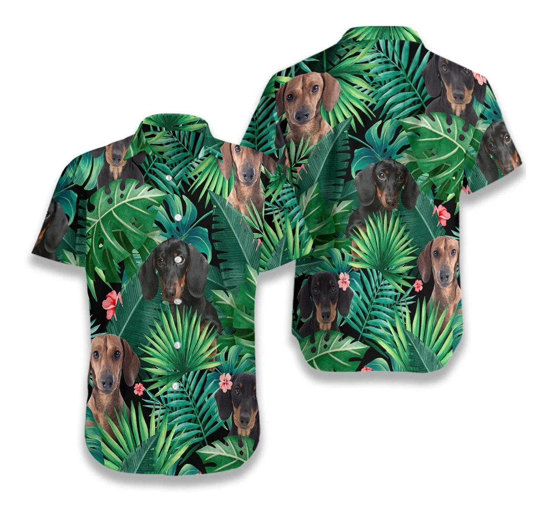 Dachshund Hawaiian Shirt, Button Up Aloha Shirt For Men, Women