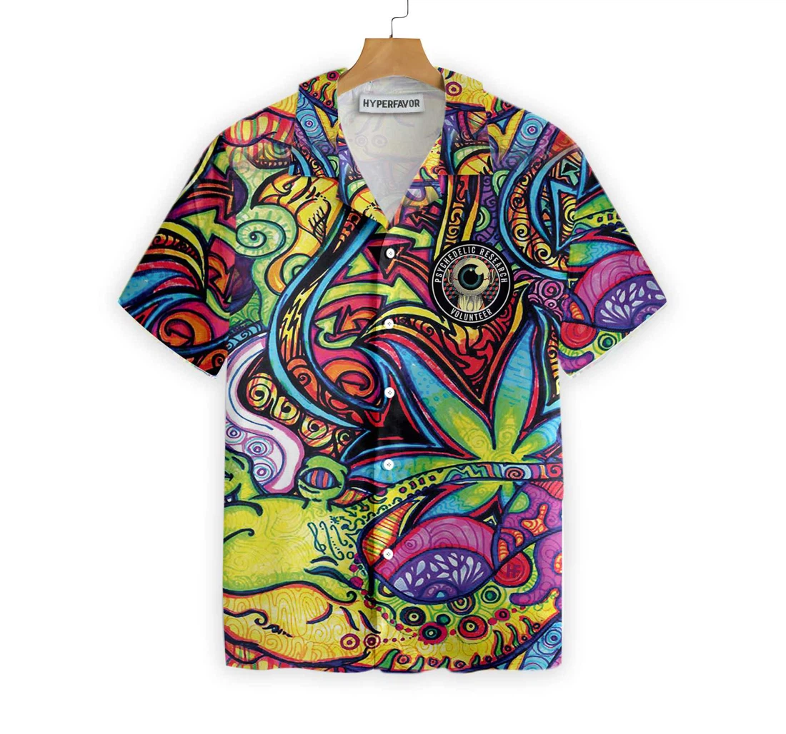 Psychedelic Research Volunteer Hawaiian Shirt, Button Up Aloha Shirt For Men, Women