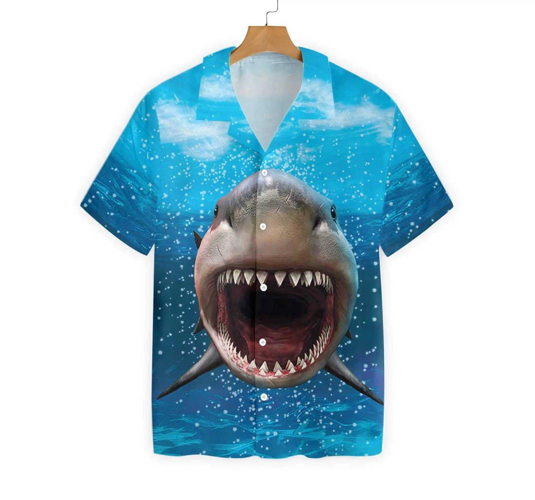 Shark Mouth Hawaiian Shirt, Button Up Aloha Shirt For Men, Women