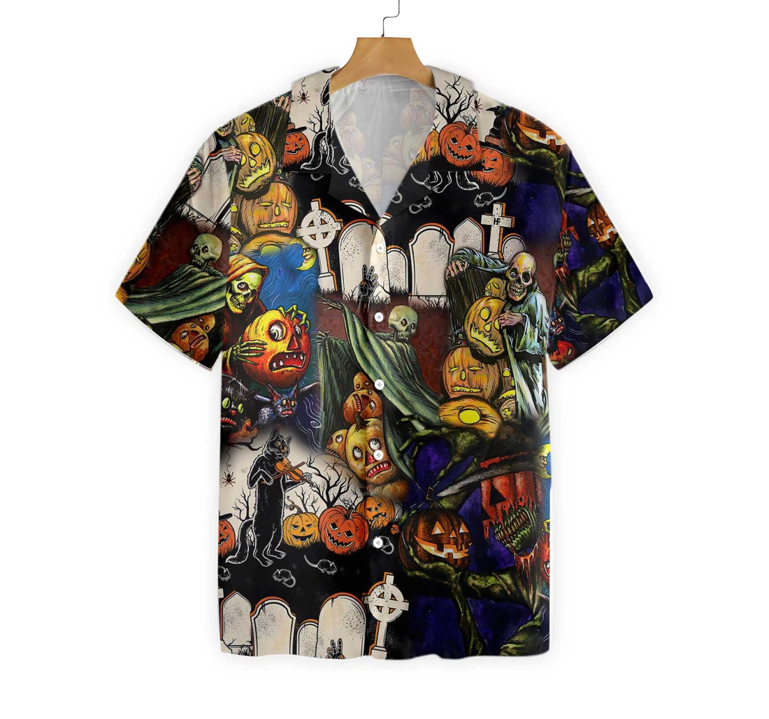 Pumpkin Night Is Coming Hawaiian Shirt, Button Up Aloha Shirt For Men, Women