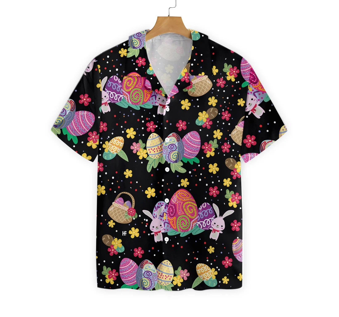 Flower Bunny Easter Hawaiian Shirt, Button Up Aloha Shirt For Men, Women