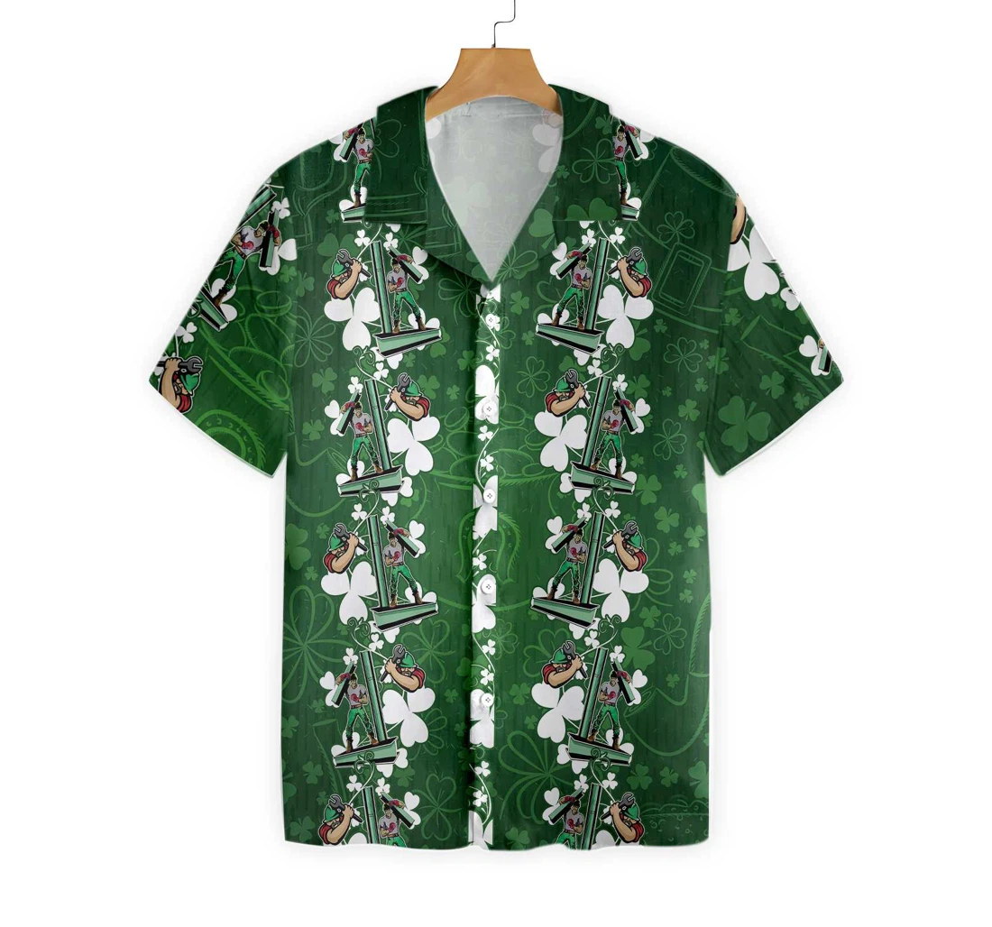 Ironworker Shamrock Happy Saint Patrick's Day Hawaiian Shirt, Button Up Aloha Shirt For Men, Women