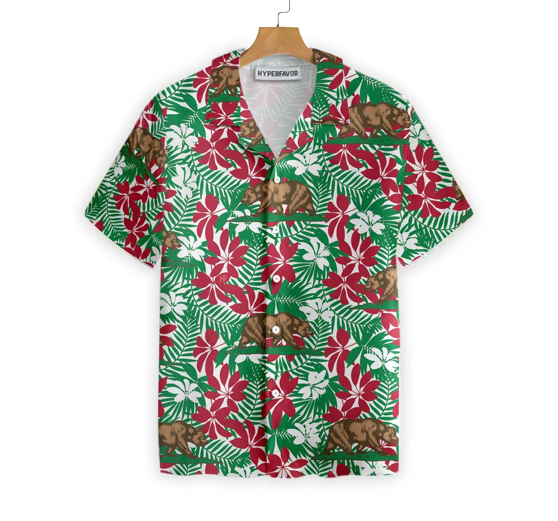 California Flag Seamless Pattern Usa Hawaiian Shirt, Button Up Aloha Shirt For Men, Women