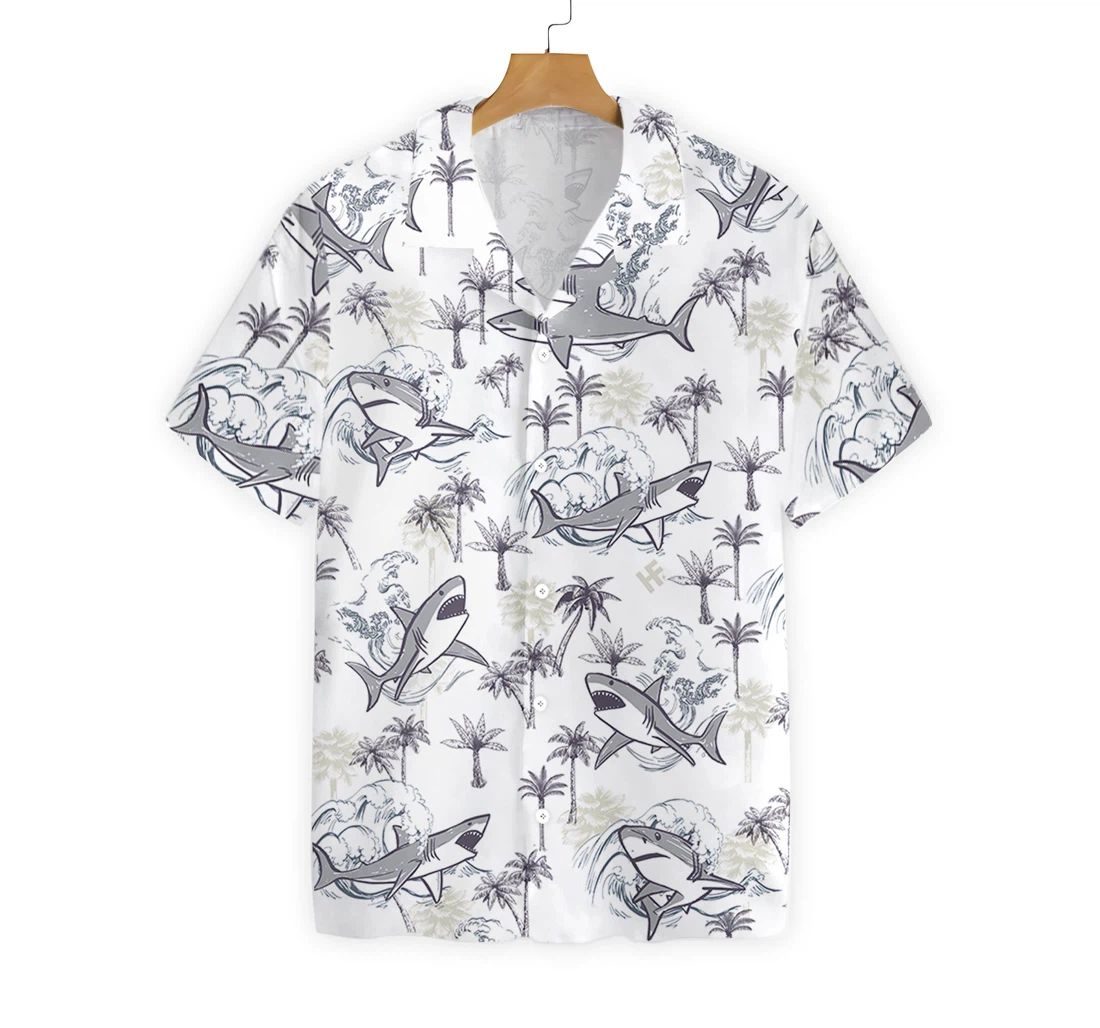 Shark Hawaiian Shirt, Button Up Aloha Shirt For Men, Women