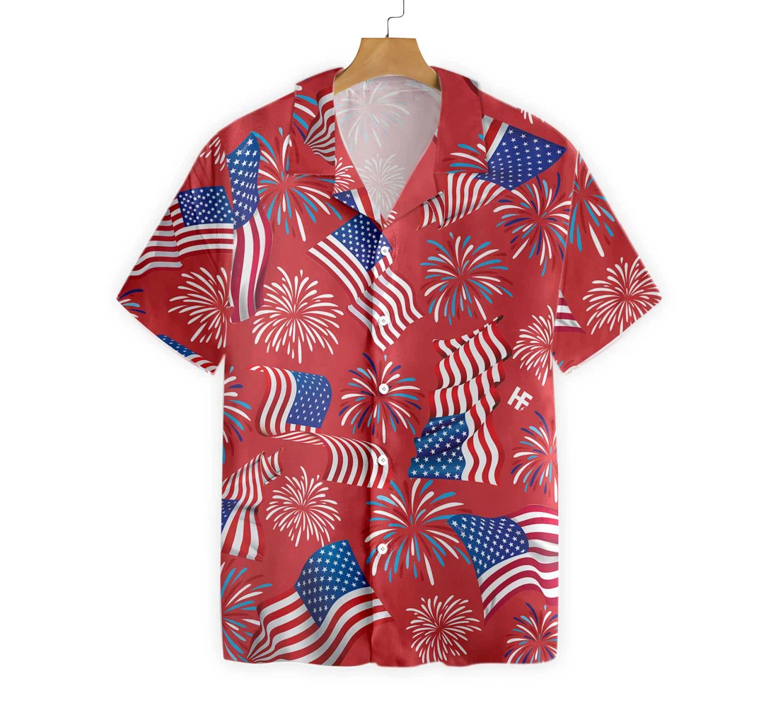 4th Of July Patriotic Hawaiian Shirt, Button Up Aloha Shirt For Men, Women