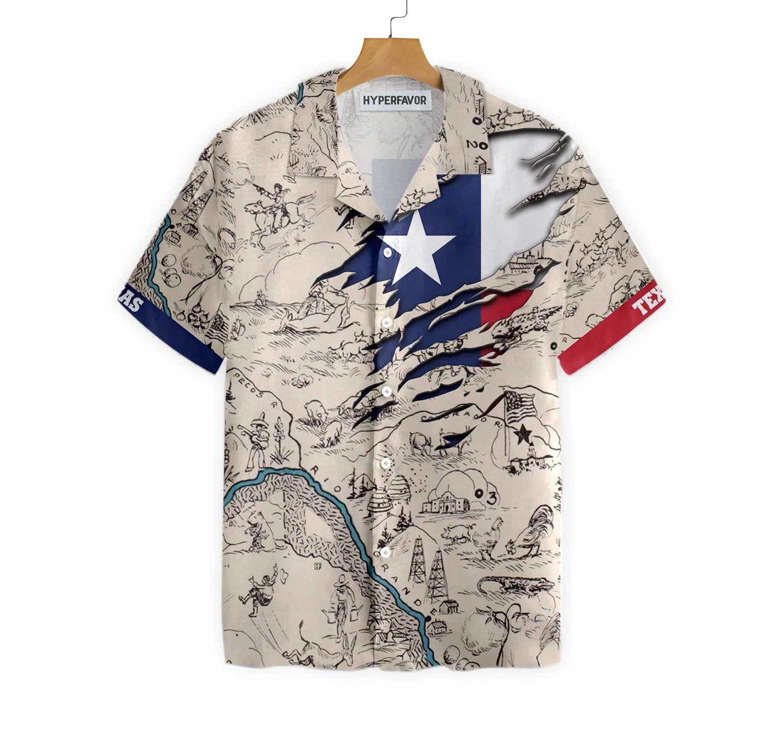 Texas State Map Unique Texas Texas Lovers Hawaiian Shirt, Button Up Aloha Shirt For Men, Women