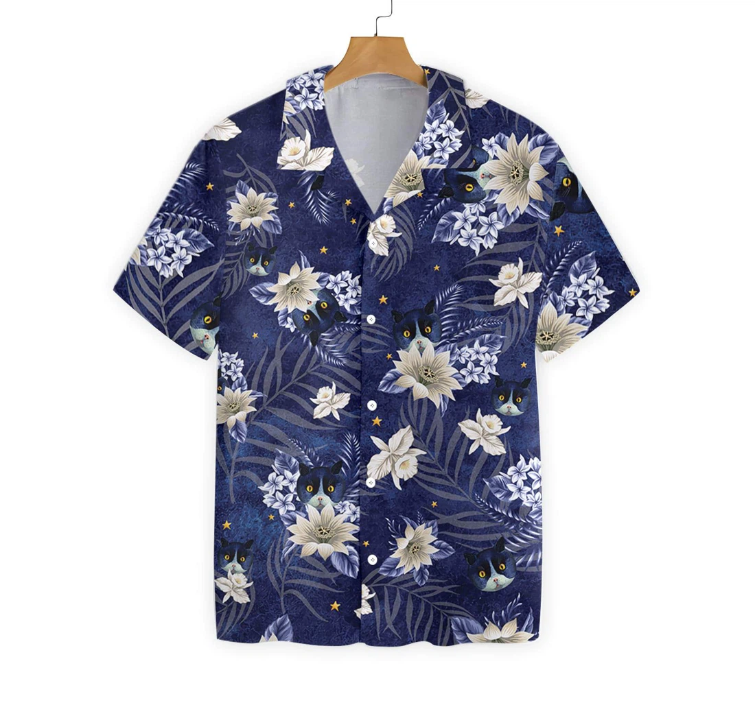 Cat Night Hawaiian Shirt, Button Up Aloha Shirt For Men, Women