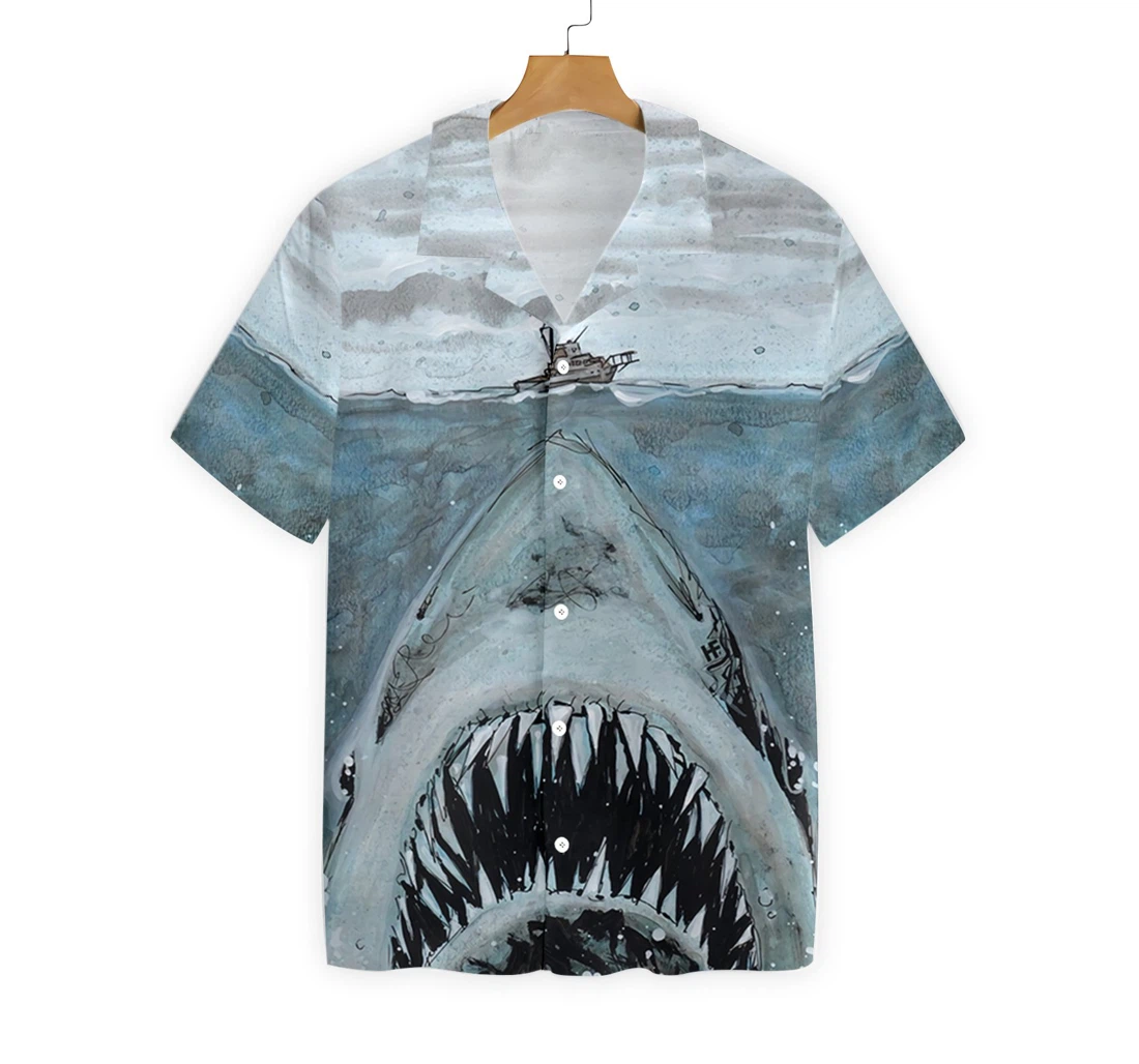 Shark Mouth Hawaiian Shirt, Button Up Aloha Shirt For Men, Women