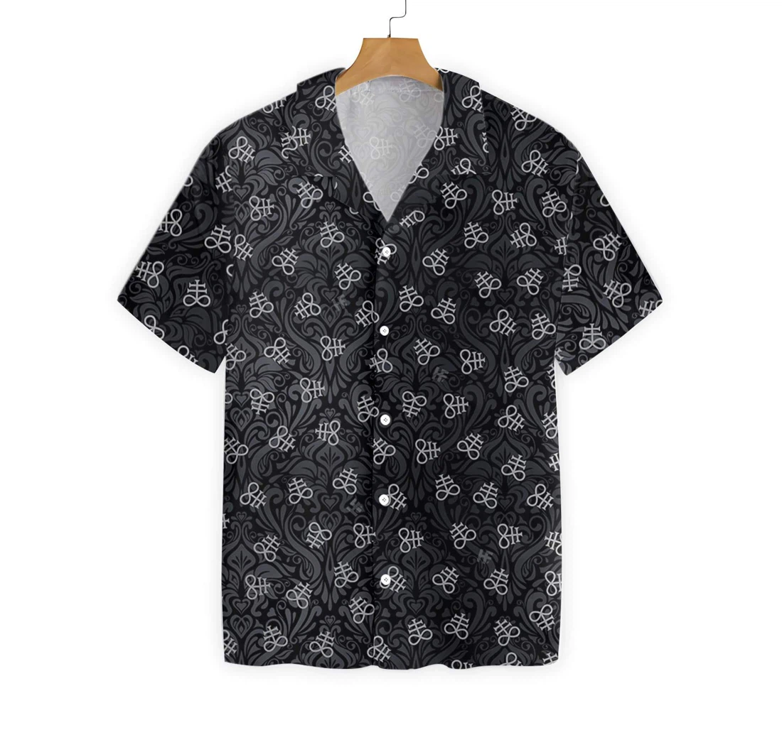 Seamless Leviathan Cross Goth Hawaiian Shirt, Button Up Aloha Shirt For Men, Women