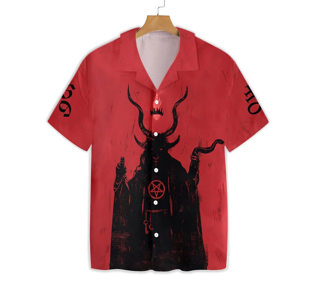 Satanic Demon Goat Hawaiian Shirt, Button Up Aloha Shirt For Men, Women