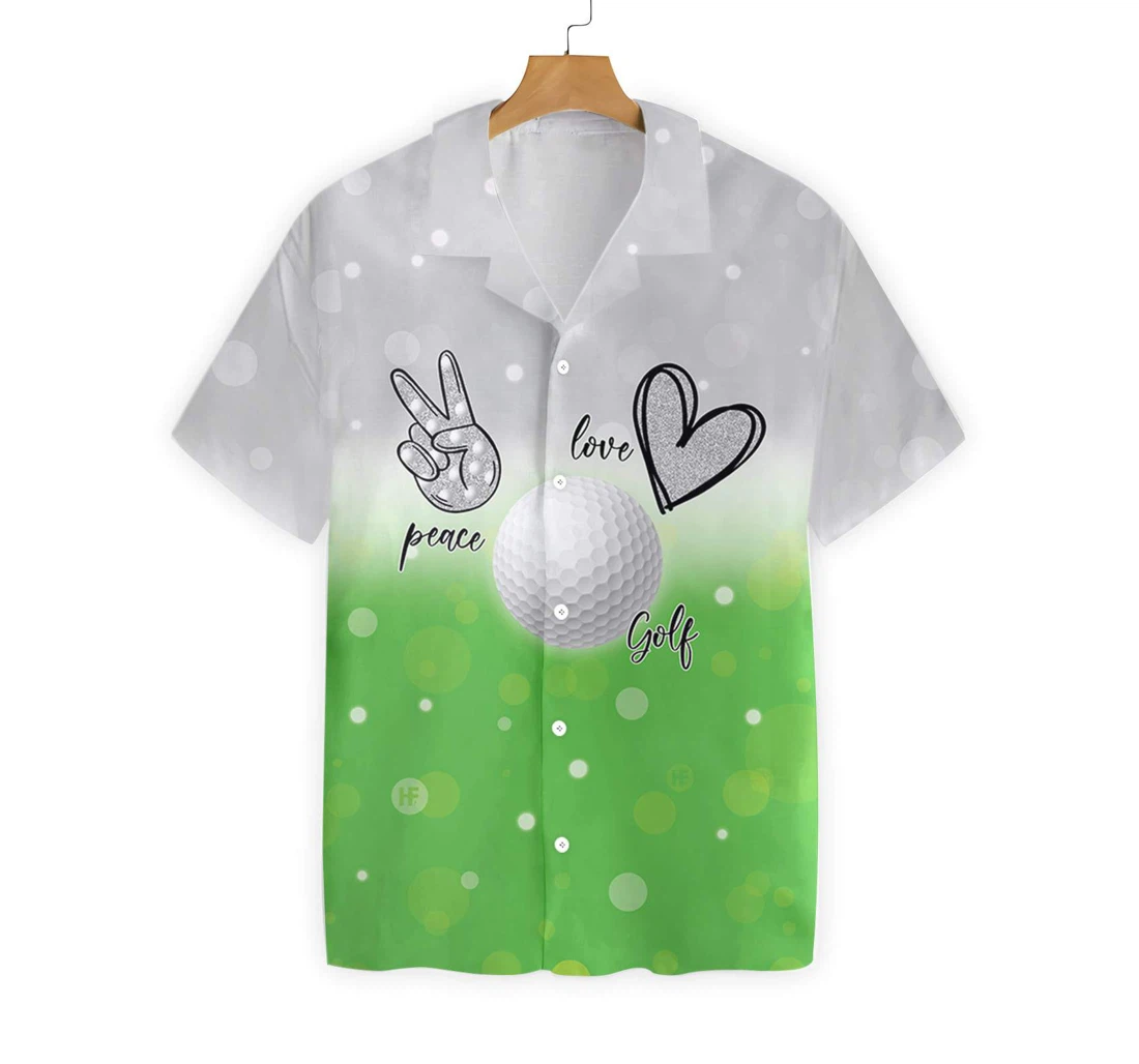 Peace Golf Love Hawaiian Shirt, Button Up Aloha Shirt For Men, Women