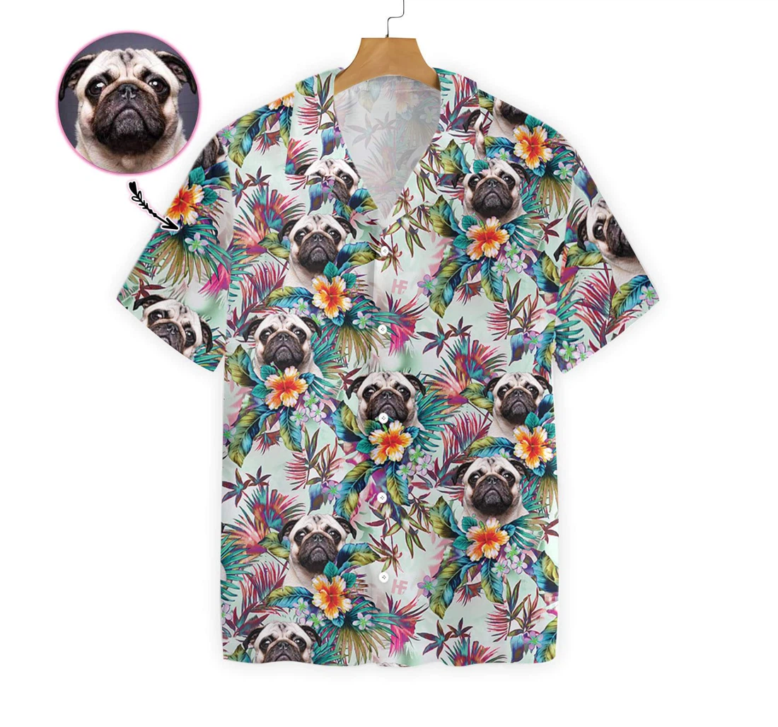 Dog With Flowers Custom Hawaiian Shirt, Button Up Aloha Shirt For Men, Women